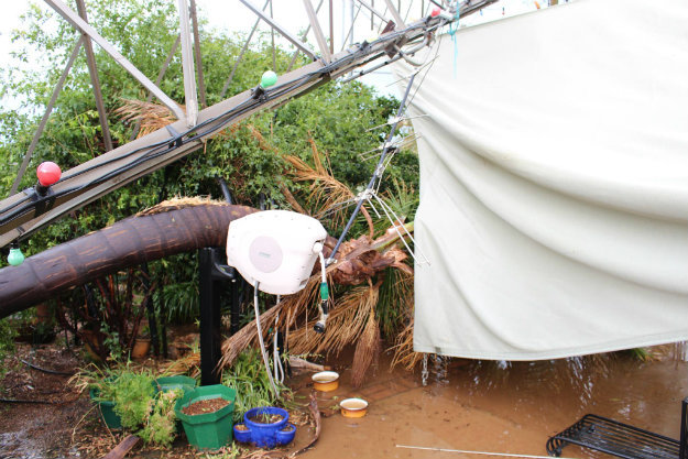 Hoselink Retractable reel escaped a fallen tree and powerline by inches.